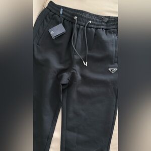 Prada Black Logo Sweatpants with Drawstring